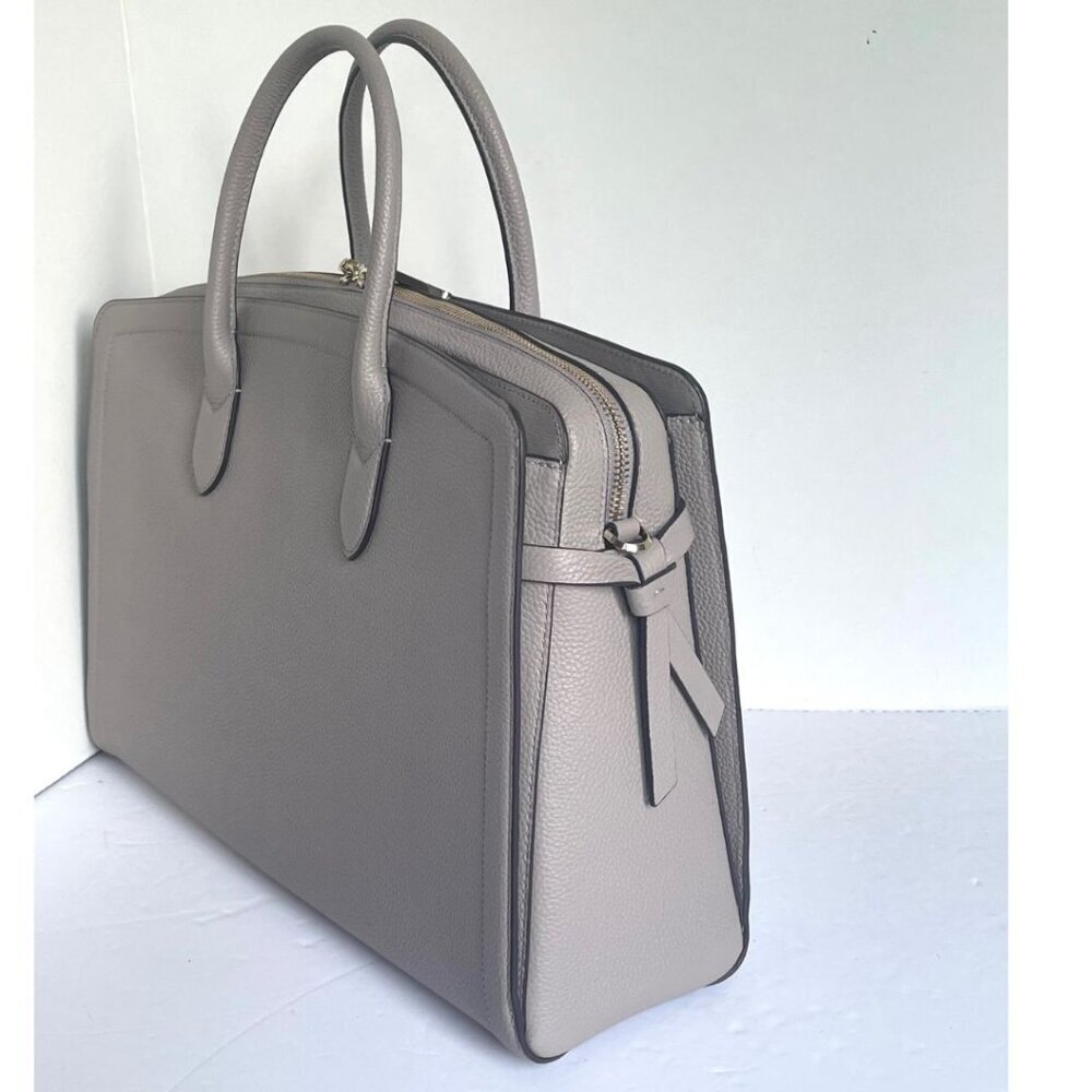 Kate Spade Knott Large Commuter Laptop Tote Taupe Leather Work Bag Womens - Picture 5 of 12
